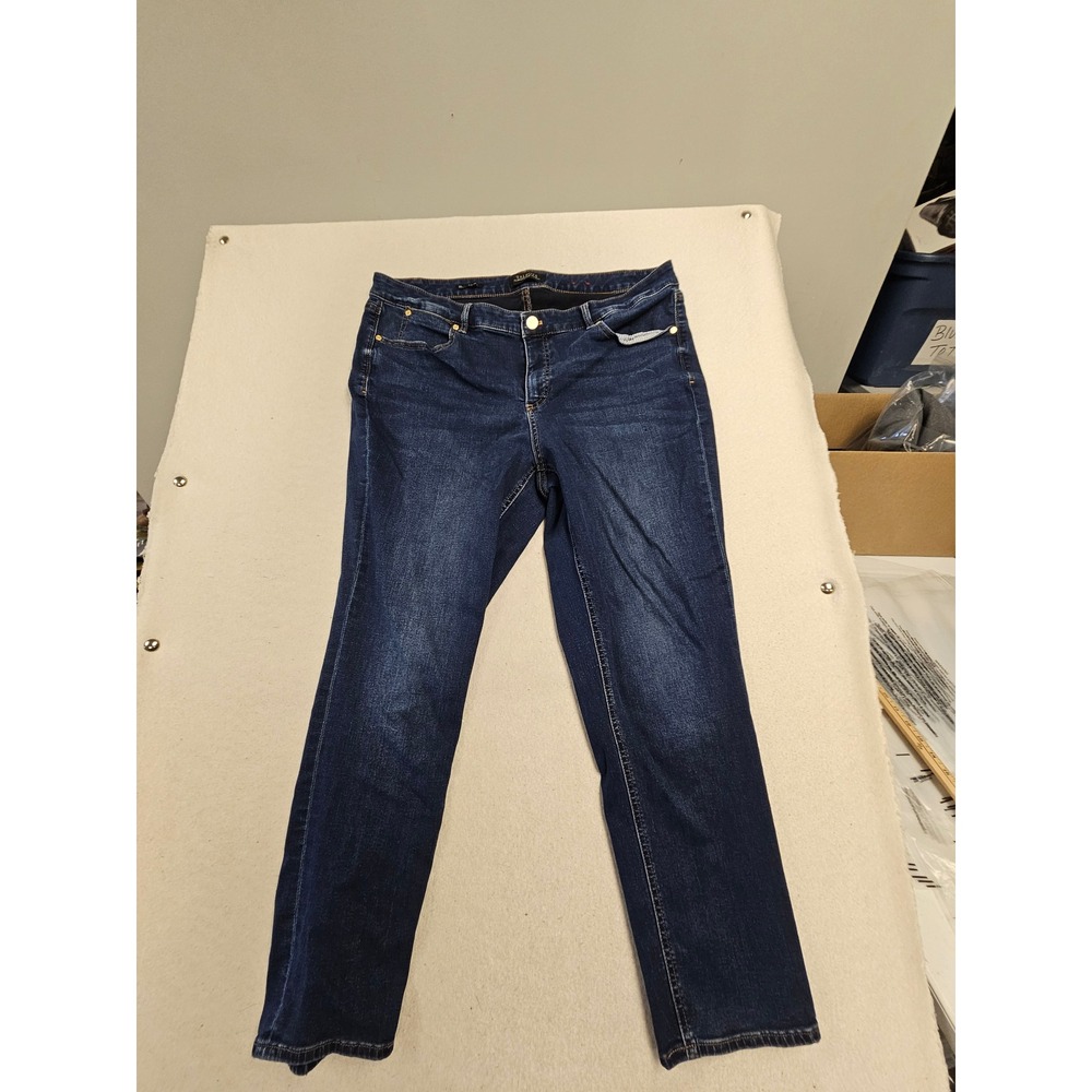Talbots‎ Flawless Five-Pocket Slim Ankle Jeans Dark Wash Blue Denim 18W Woman